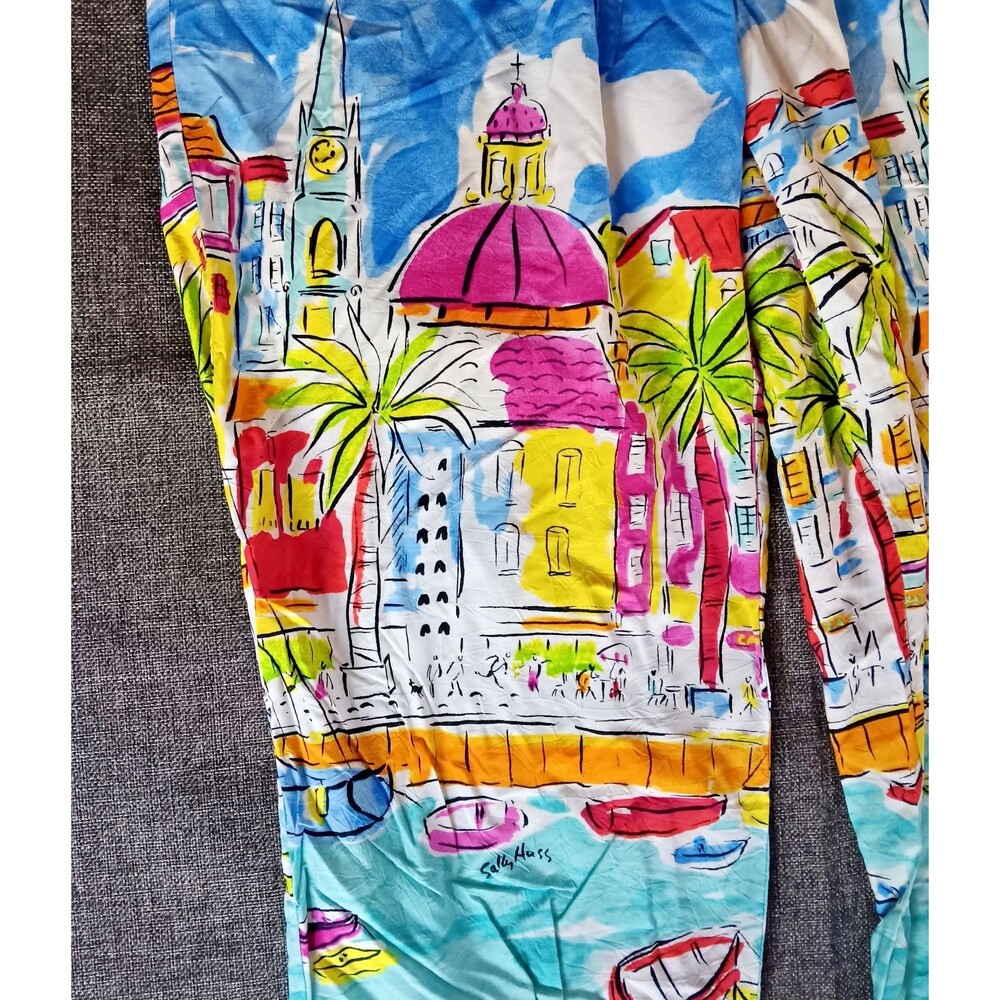 Pants size XL New Line Two womans colorful lightweight beach clam digger lounger - Picture 4 of 7
